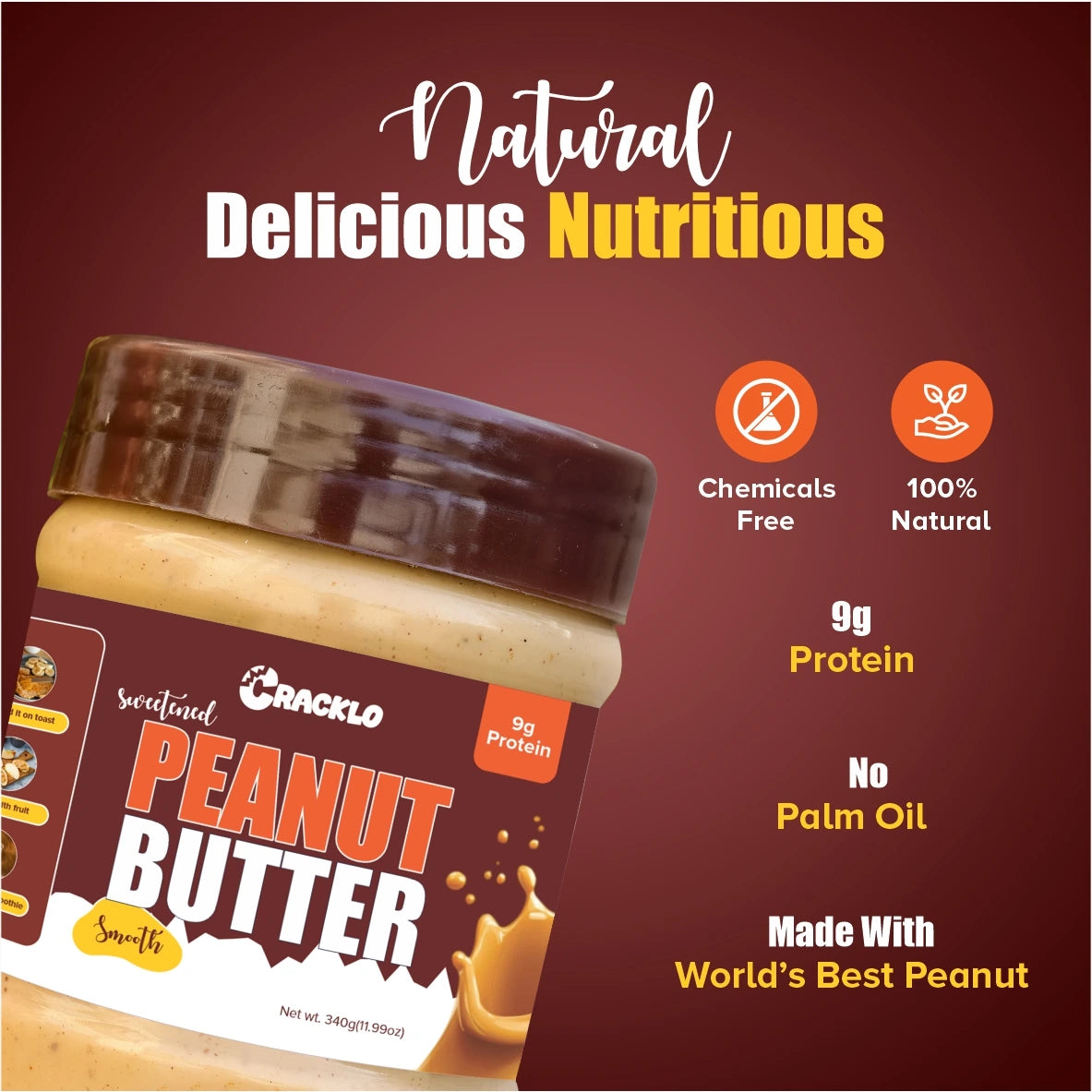 Smooth Peanut Butter 340g | Sweetened & Unsweetened – Cracklo