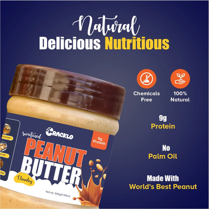 Chunky Peanut Butter 340g | Sweetened & Unsweetened – Cracklo