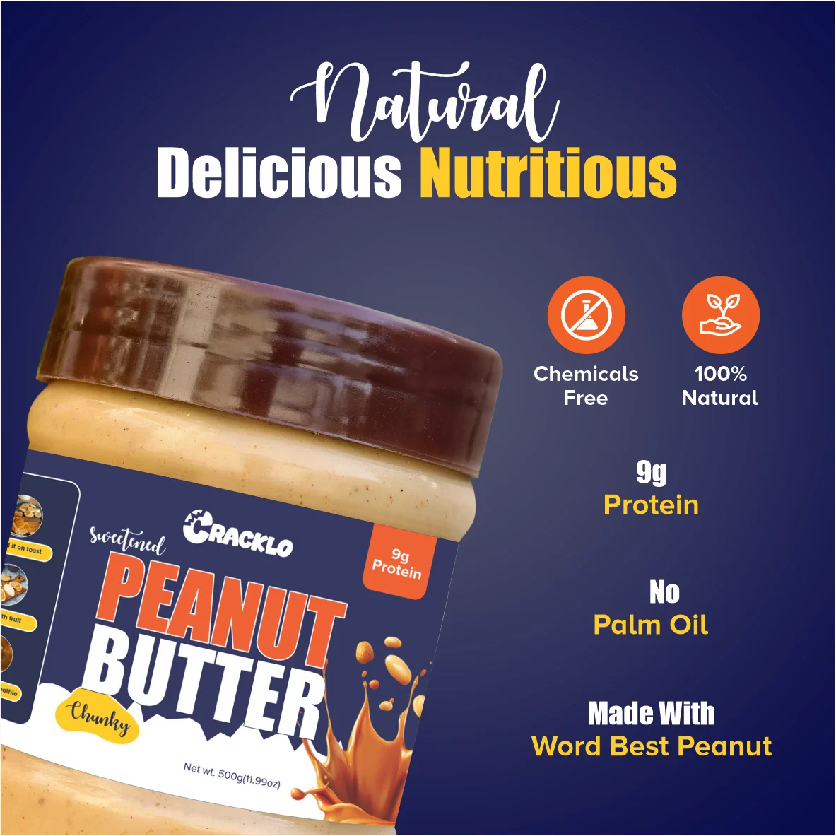 Chunky Peanut Butter 340g | Sweetened & Unsweetened – Cracklo
