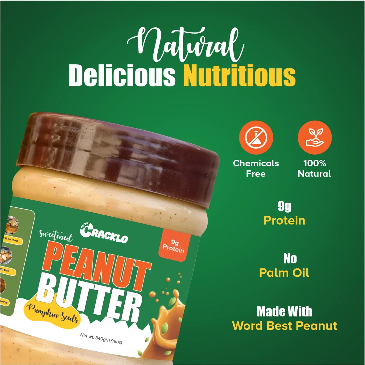 Pumpkin Seed Peanut Butter 340g | Sweetened | Women’s Wellness – Cracklo